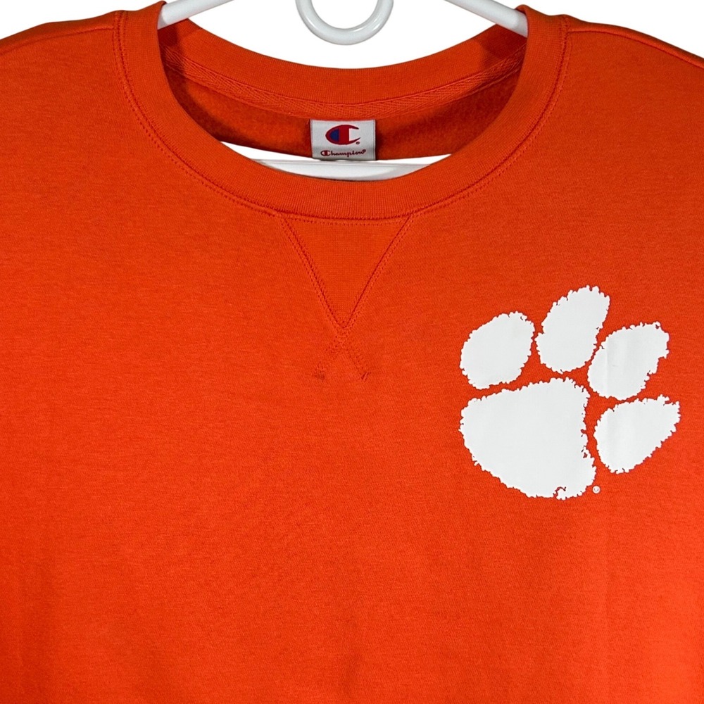 Champion Clemson Tigers Orange Paw Print Crewneck Sweatshirt Size XL Brand New